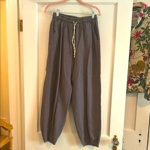 Women’s 100% Cotton Gray Barrel Style Drawstring Waist Pants